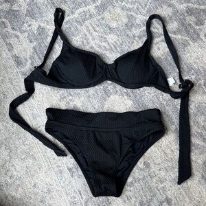 Cider Black Textured Bikini Set
